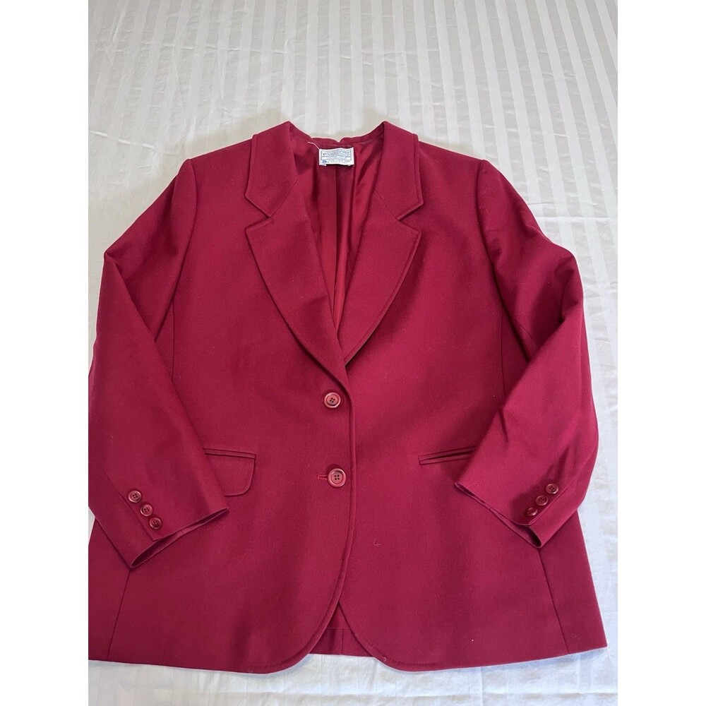 VTG 70s Pendleton Red Wool Blazer Jacket Sz 14 Classic Academic Power Suit
